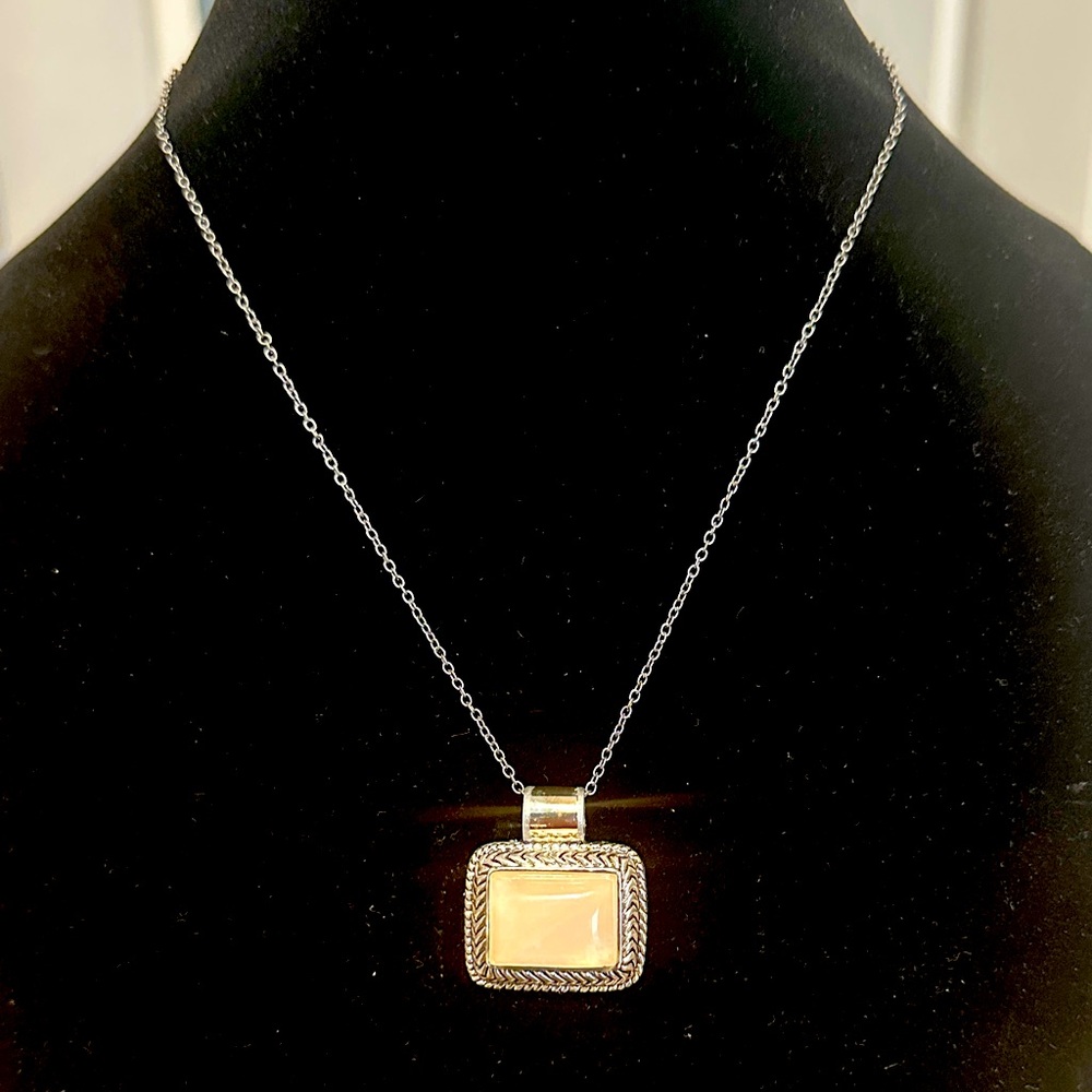 Elegant Silver and Rose Quartz Pendant made by Roman.